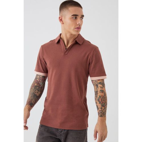 Polo Slim Fit a blocchi di colore con rever - boohoo - Modalova