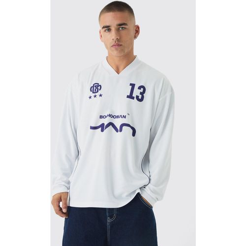 Top Oversize Man De Manga Larga Con Estampado De Fútbol - boohoo - Modalova