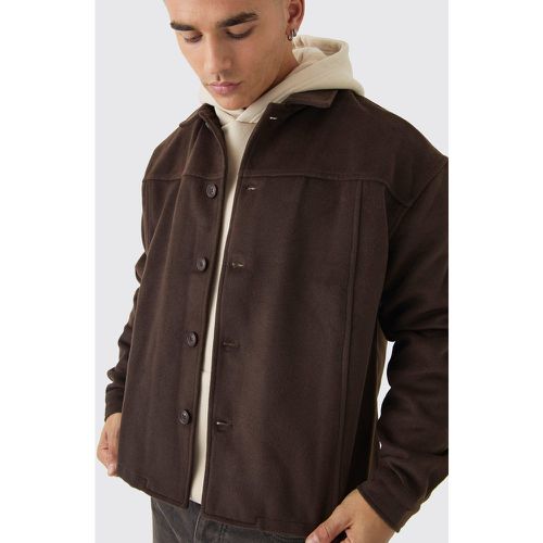 Sobrecamisa Gruesa Cardada, Brown - boohoo - Modalova