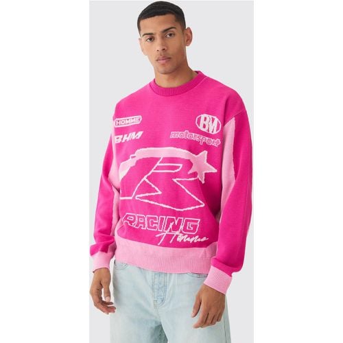 Jersey Oversize Recto De Punto Con Estampado De Motociclismo - boohoo - Modalova