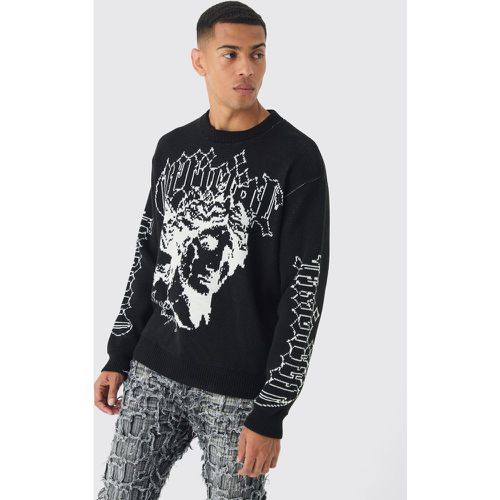 Maglione squadrato oversize in jacquard rinascimentale - boohoo - Modalova