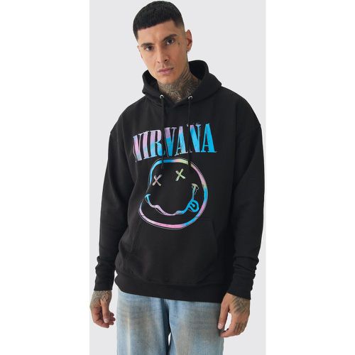 Felpa Tall oversize ufficiale con stampa Nirvana e cappuccio - boohoo - Modalova