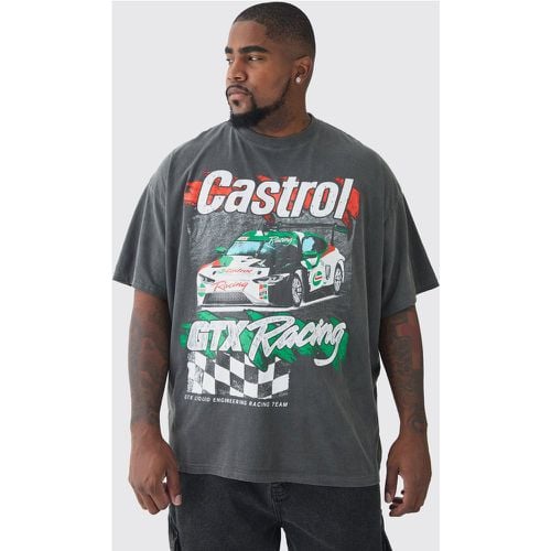 Camiseta Plus Oversize Con Lavado A La Piedra Y Estampado De Castrol Gtx - boohoo - Modalova