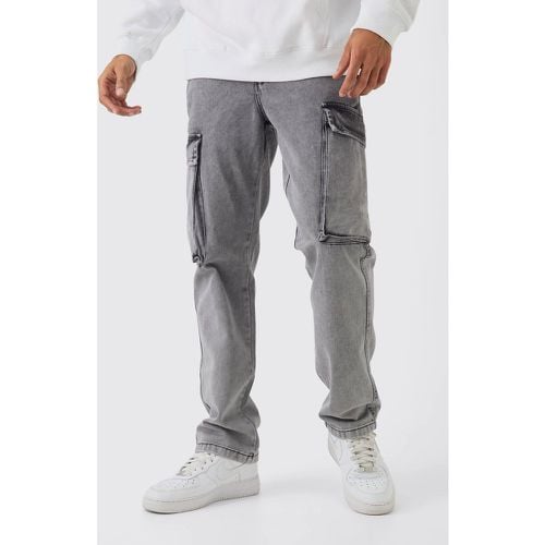 Pantalón Cargo Recto De Sarga Gruesa Con Lavado De Ácido - boohoo - Modalova