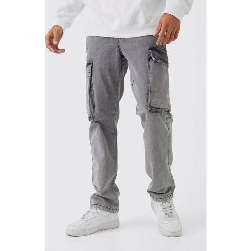 Pantaloni Cargo dritti pesanti in twill in lavaggio acido - boohoo - Modalova