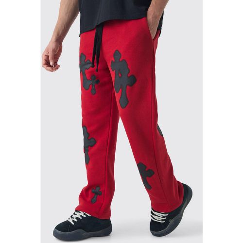 Pantalón Deportivo Recto Con Estampado De Cruces Y Espray - boohoo - Modalova