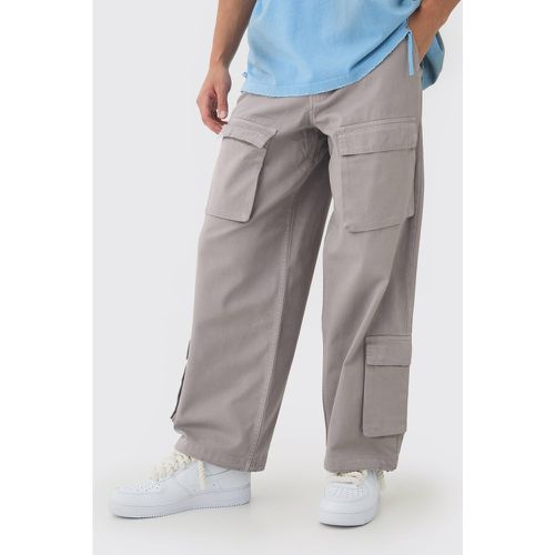 Pantalón Holgado De Sarga Con Multibolsillos Cargo Y Cintura Fija - boohoo - Modalova