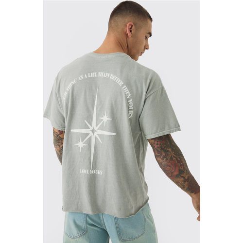 Camiseta Oversize Recta Con Estampado Desteñido De Estrellas En Relieve - boohoo - Modalova