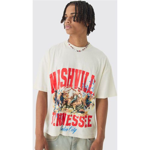 T-shirt squadrata oversize con stampa Nashville - boohoo - Modalova