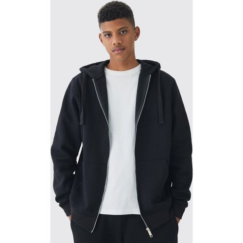 Sudadera Tall Regular Negra Con Capucha Y Cremallera - boohoo - Modalova