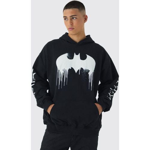 Felpa oversize ufficiale di Batman con stampe e cappuccio - boohoo - Modalova