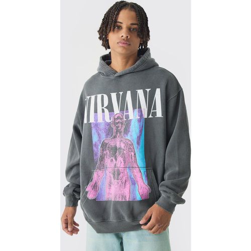 Sudadera Oversize Con Capucha Y Lavado A La Piedra Con Estampado De Nirvana - boohoo - Modalova