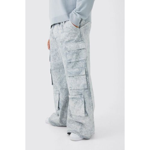 Pantalón Plus Multi Cargo Súper Holgado Con Cintura Elástica Y Lavado A La Piedra - boohoo - Modalova