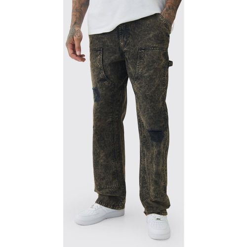 Pantaloni Carpenter Tall in lavaggio acido con strappi sul ginocchio - boohoo - Modalova