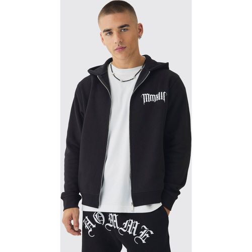 Sudadera Con Capucha, Cremallera Y Estampado De Calavera Gótica - boohoo - Modalova