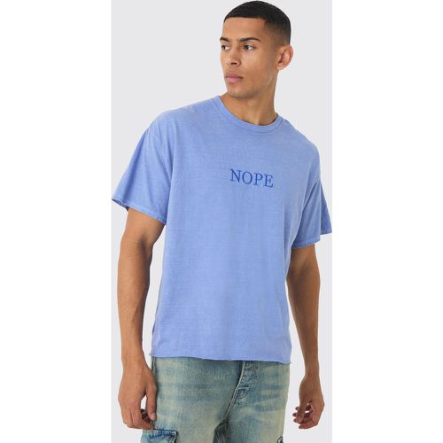 Oversized Boxy Washed Nope Embroidered T-Shirt - boohoo - Modalova