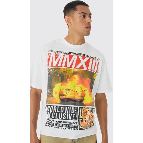 T-shirt squadrata oversize con grafica Worldwide Magazine - boohoo - Modalova