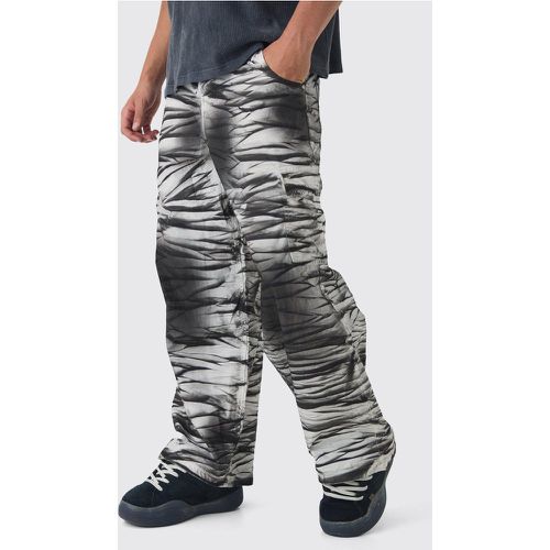 Pantaloni Cargo in popeline con stampa Extreme Parachute effetto goffrato - boohoo - Modalova