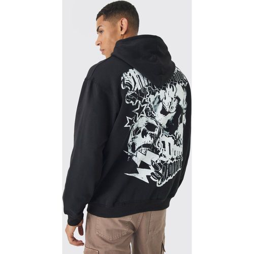 Sudadera Oversize Con Capucha Y Estampado De Calavera En La Espalda - boohoo - Modalova