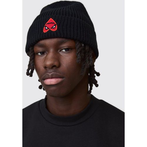 Berretto Beanie a coste con grafica di cuori - boohoo - Modalova