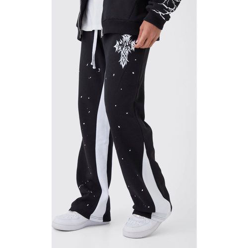 Pantalón Deportivo Holgado Con Refuerzo Y Salpicaduras De Pintura - boohoo - Modalova