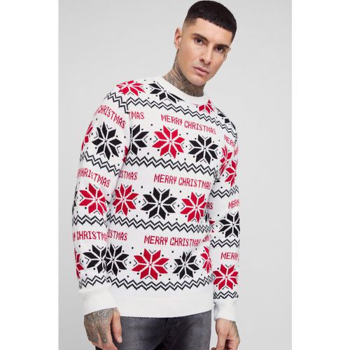 Maglione Tall natalizio con motivi Fairisle e slogan Merry Christmas - boohoo - Modalova