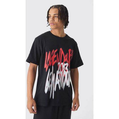 Graffiti Printed T-Shirt, Nero - boohoo - Modalova