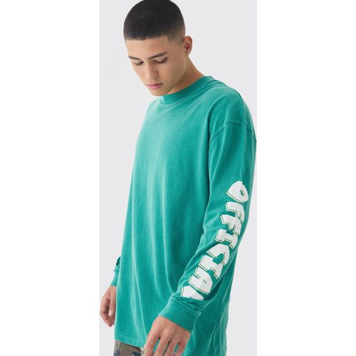 Camiseta Oversize Official De Manga Larga Con Lavado A La Piedra - boohoo - Modalova