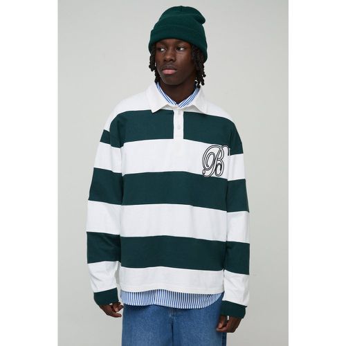 Polo da Rugby oversize pesante con applique Cut & Sew - boohoo - Modalova