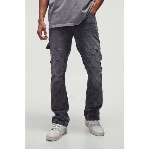 Jeans a zampa Slim Fit con ricamo di croce stile Carpenter - boohoo - Modalova