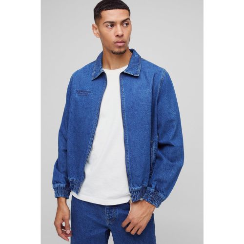 Chaqueta Bomber Bordada, Azul - boohoo - Modalova