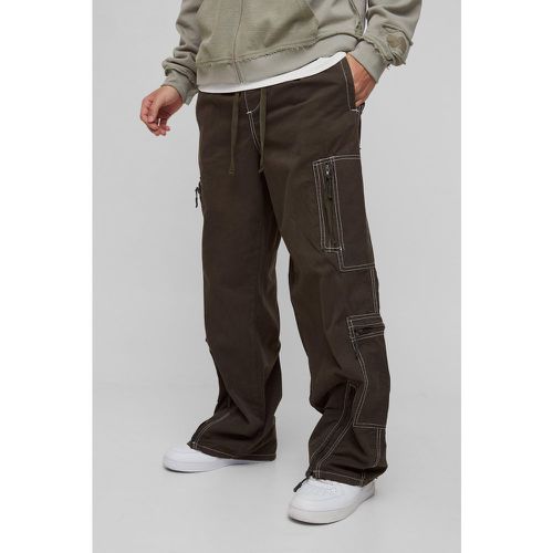 Pantalón Cargo Holgado De Lona Con Costuras En Contraste Y Cintura Elástica - boohoo - Modalova