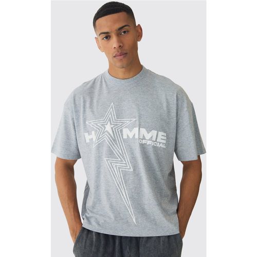 Camiseta Oversize Recta Con Estampado Homme De Estrellas En Relieve - boohoo - Modalova