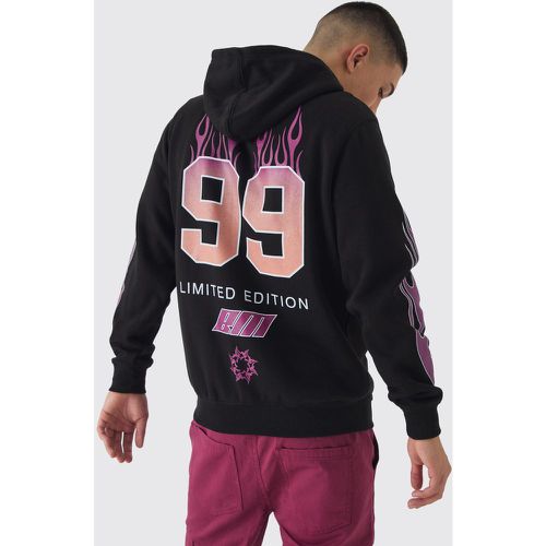 Sudadera Con Capucha, Cremallera Y Estampado De Llamas - boohoo - Modalova