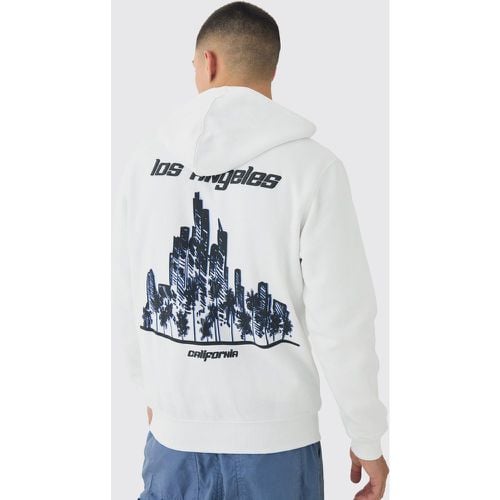 Sudadera Con Capucha, Cremallera Y Estampado De Los Angeles En Relieve - boohoo - Modalova