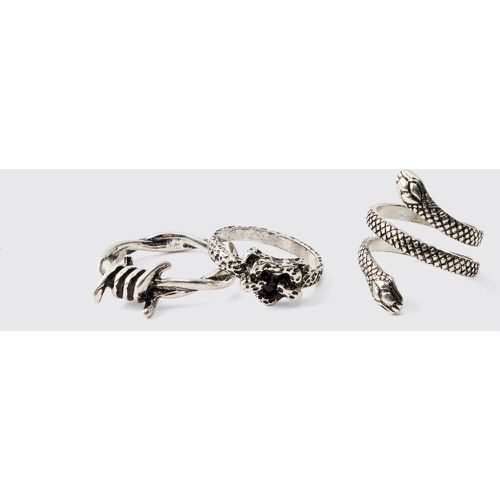 Anelli a serpente color argento - set di 3 paia - boohoo - Modalova