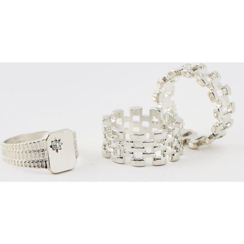 Pack De 3 Anillos De Plata Jubilee - boohoo - Modalova