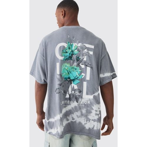 T-shirt oversize in lavaggio acido con stampa a fiori - boohoo - Modalova