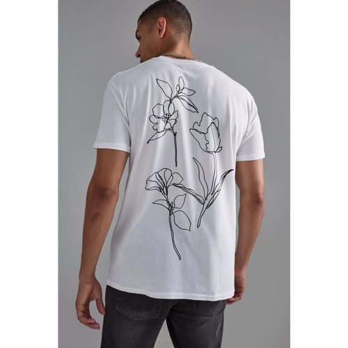 T-shirt Slim Fit con stampa a fiori e stencil - boohoo - Modalova