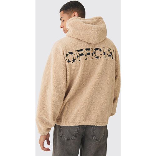 Felpa oversize Official in bouclé in pile borg con bottoni a pressione e cappuccio - boohoo - Modalova