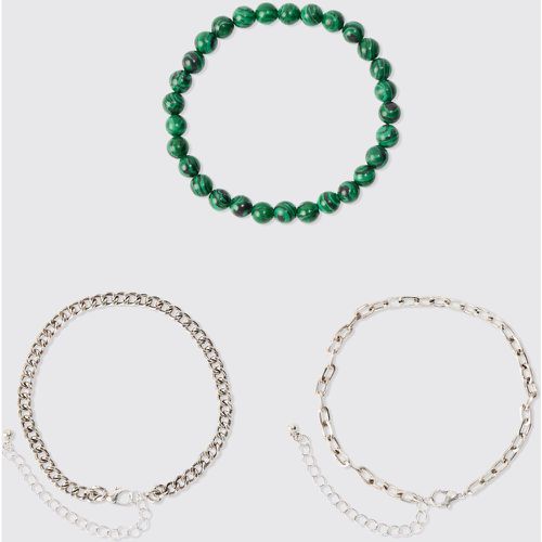 Pack De 3 Pulseras De Cadena Y Cuentas - boohoo - Modalova