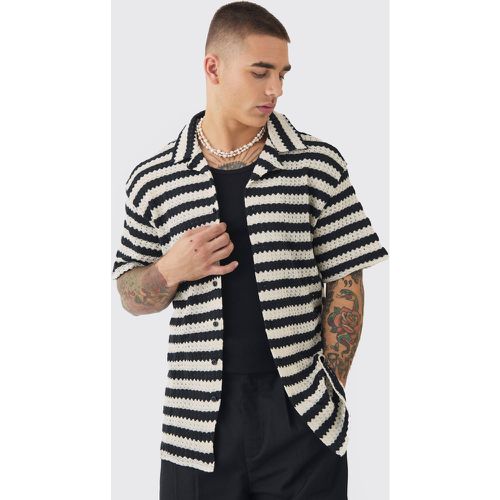 Open Weave Oversized Striped Shirt - boohoo - Modalova