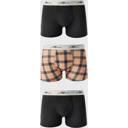 Boxer con stampa leopardata e firma Man - set di 3 paia - boohoo - Modalova