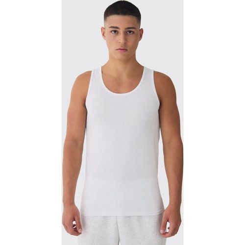 Basic Muscle Fit Vest, Bianco - boohoo - Modalova