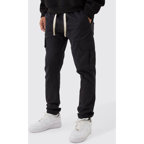 Pantaloni Cargo Skinny Fit con vita elasticizzata e polsini alle caviglie - boohoo - Modalova