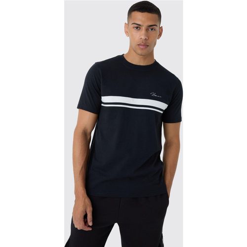 T-shirt Homme Slim Fit a blocchi di colore con scritta - boohoo - Modalova