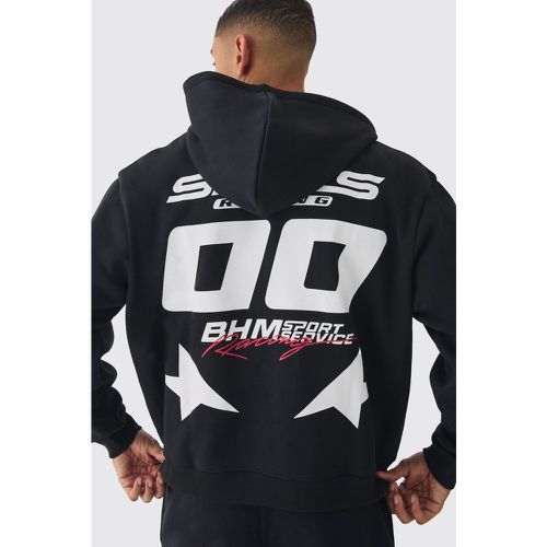 Sudadera Oversize Recta Con Capucha, Cremallera Y Estampado De Motociclismo - boohoo - Modalova