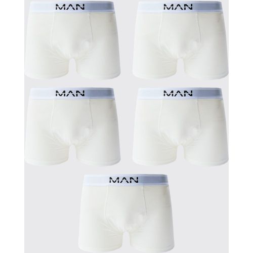 Boxer Man - set di 5 paia, Bianco - boohoo - Modalova