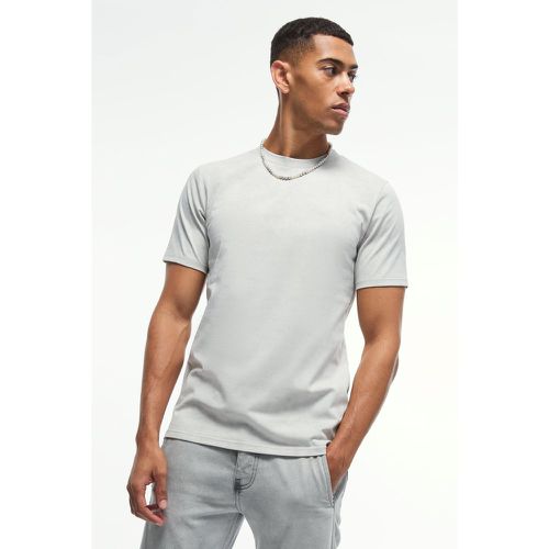 T-shirt in lavaggio Slim Fit con trama - boohoo - Modalova