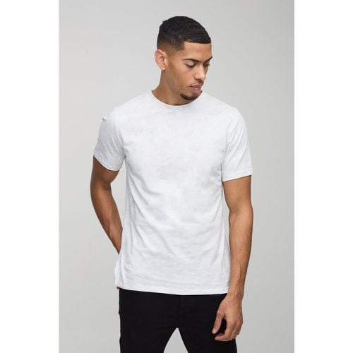 T-shirt in lavaggio Slim Fit con trama - boohoo - Modalova